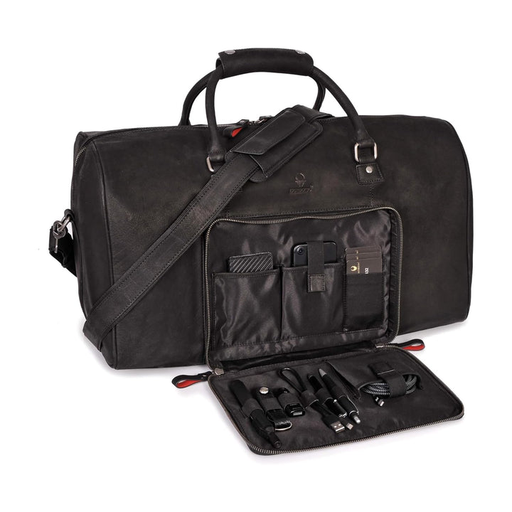 DONBOLSO® Weekender Neapel - Hochwertige Reisetasche Herren gross - Leder Reisetasche Schwarz - Grös
