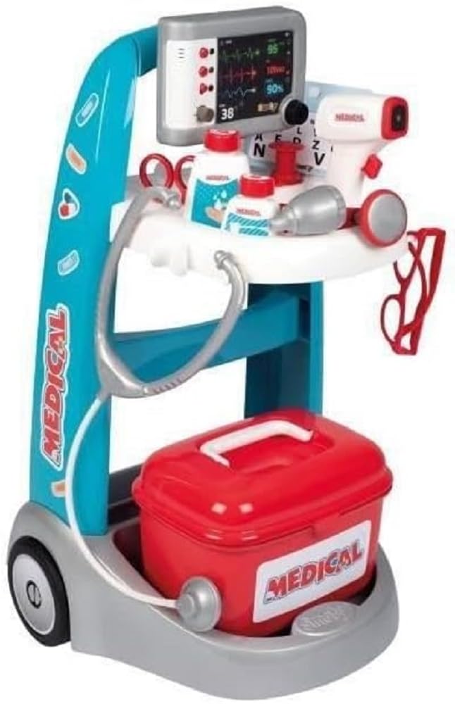 Smoby - elektronisches Doktor-Trolley - Doktorwagen mit 2 Rädern, elektronischen Funktionen und Soun