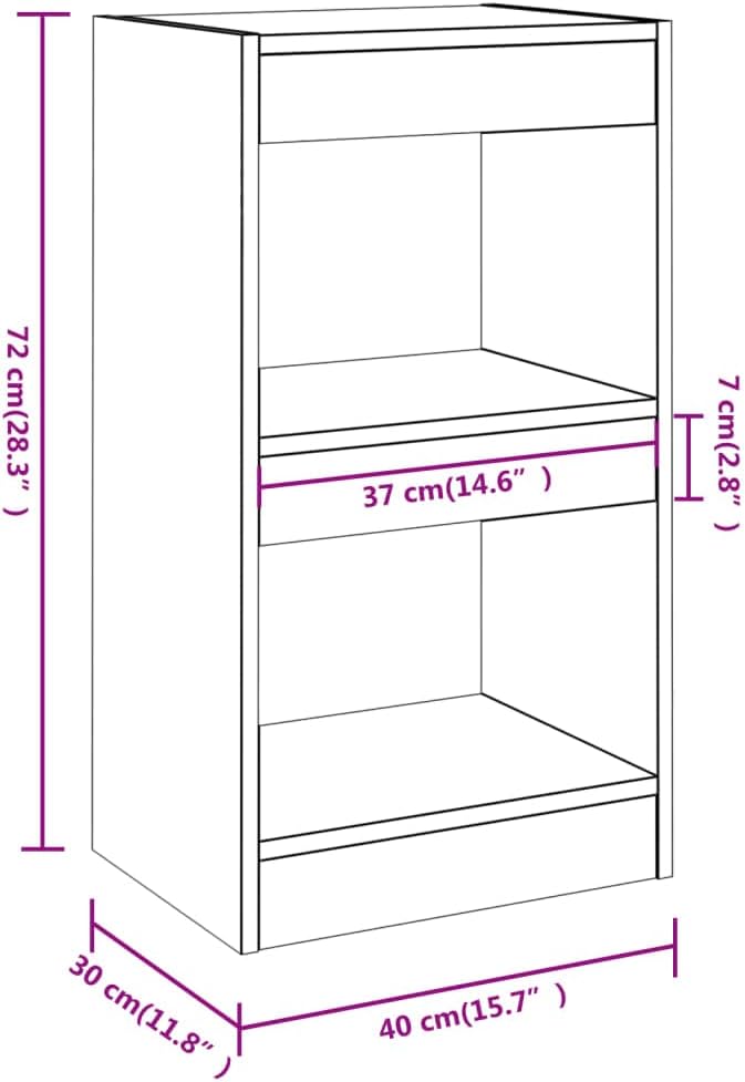 WIFESE Bücherregal Raumteiler 40x30x72 cm 2 Fächer Holzregal Regal für Arbeitszimmer Büro Wohnzimmer