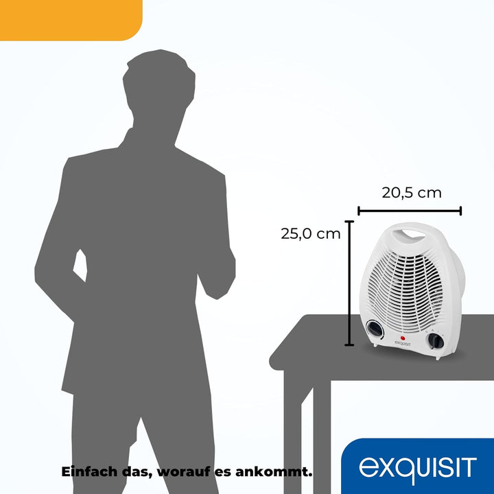 Exquisit Heizlüfter HL 32025 we | 2 Heizstufen (1000/2000 Watt) | Kaltstufe (Ventilator-Modus) | wei