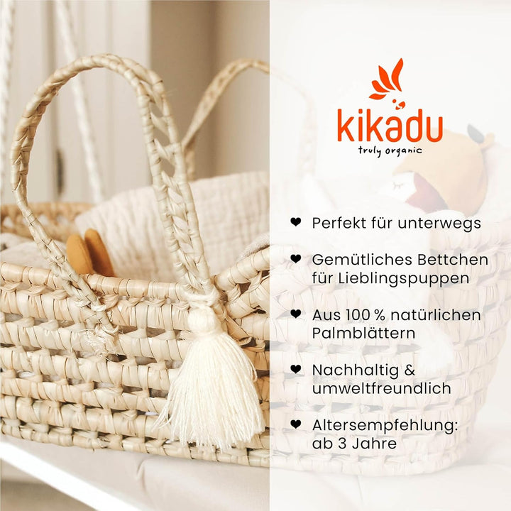kikadu Grosser Puppenkorb - Puppenkorb/Bett für die Lieblingspuppe oder -Tier aus Palmblättern, hand