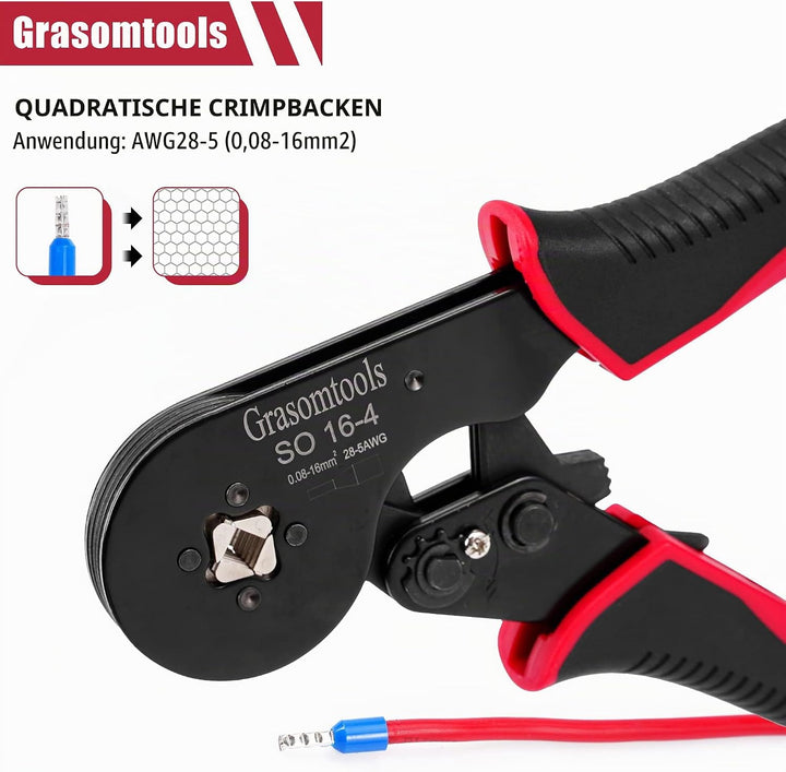 Aderendhülsen-Crimpzange, 0,08-16mm²/AWG 28-5 Crimpwerkzeuge, Draht-Crimpzange, selbsteinrastende Ra