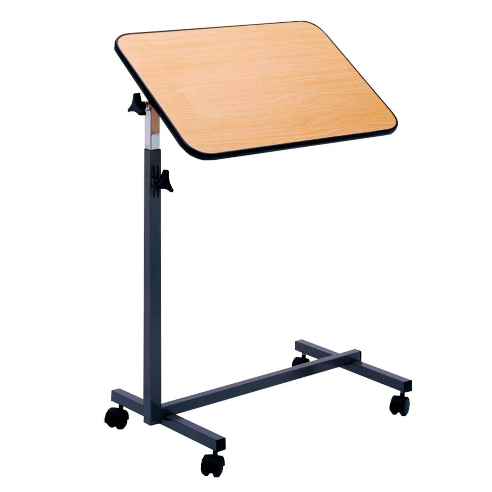 Betttisch NOVA, Beistelltisch Pflegetisch höhenverstellbar neigbar Rollen braun, Braun