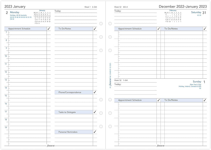 Filofax A5 ENGLISH DAY/PAGE BUSINESS/APPTS 2023, 23-68519, White