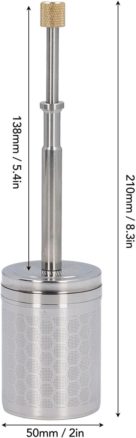 Tragbare Mikro-French-Press aus Edelstahl, Wiederverwendbare Kaffee- und Teefilterpresse, Federantri