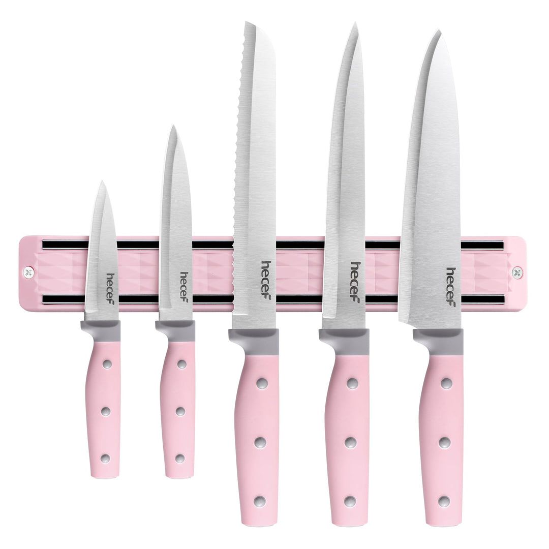 hecef Messer Magnetleiste mit 5 Teilig Scharfe Küchenmesser Set, 33 cm Messerhalter Magnetisch mit E