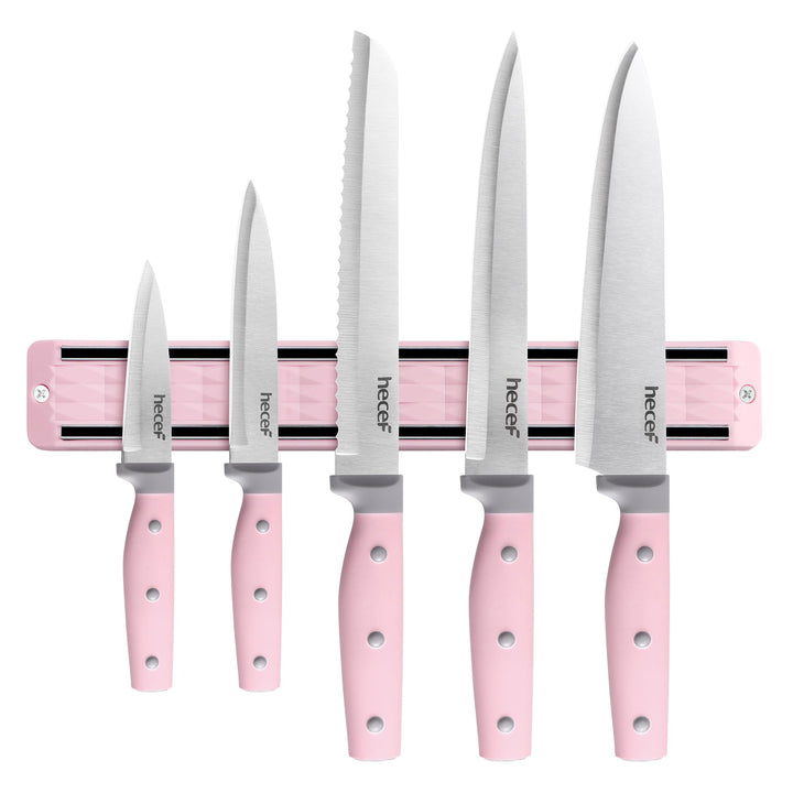 hecef Messer Magnetleiste mit 5 Teilig Scharfe Küchenmesser Set, 33 cm Messerhalter Magnetisch mit E