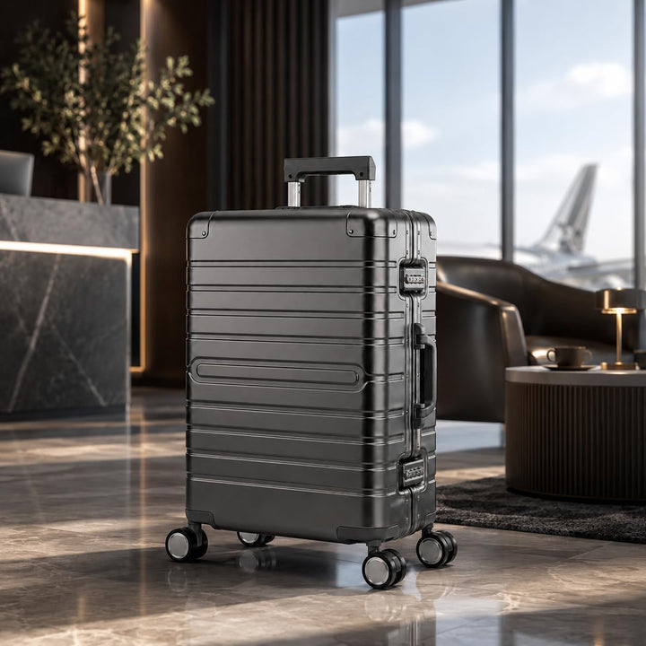 Travelhouse Oslo Aluminium Koffer Reisekoffer Graphit Grau M-65cm Hartschalenkoffer Reisetrolley Sui