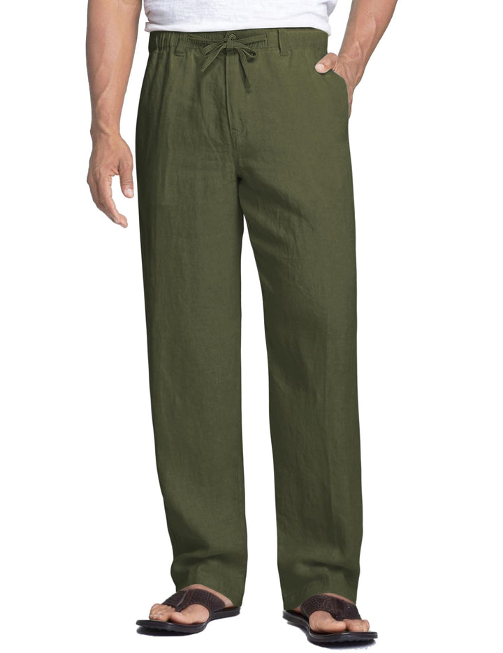 COOFANDY Herren Leinenhose mit Kordelzug Leicht Sommerhose Freizeithose Einfarbig Hose Lang für Männ