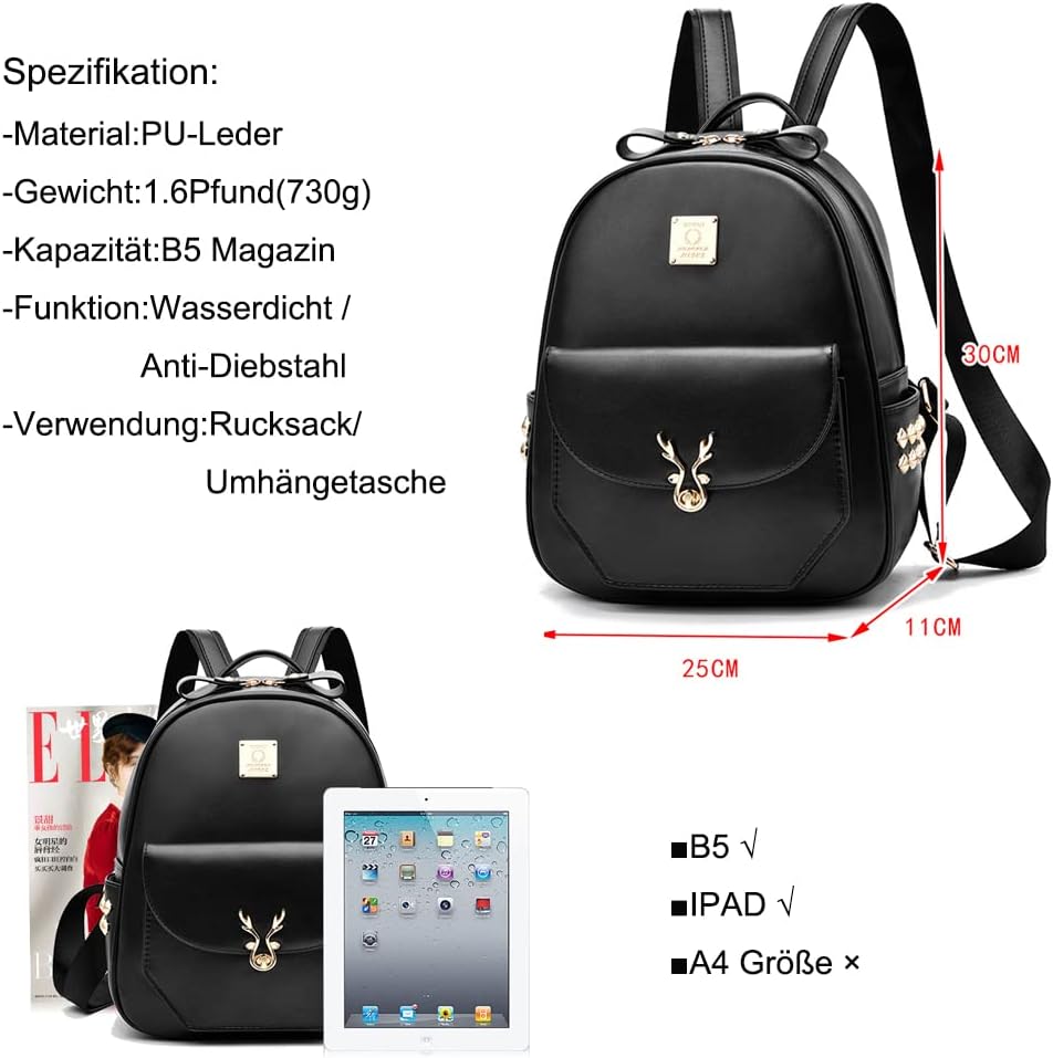 zhongningyifeng Rucksack Geldbörse für Damen Kleiner Rucksack Fashion Mini Daypack Umhängetasche
