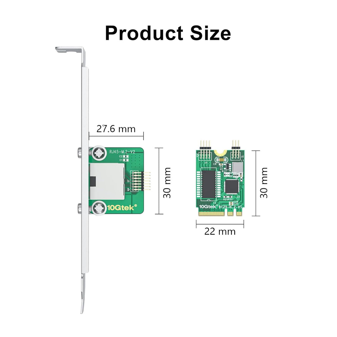 10Gtek M.2 A+E Key 2.5G Gigabit Ethernet Network Card, 18-cm Cable Length 2.5G(M.2 A+E Key) 1-RJ45,