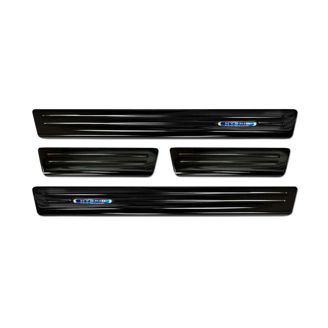 Black Inox door sill protectors compatible with Opel Grandland X 2017-2021 & Facelift 2021- 'Hybrid'