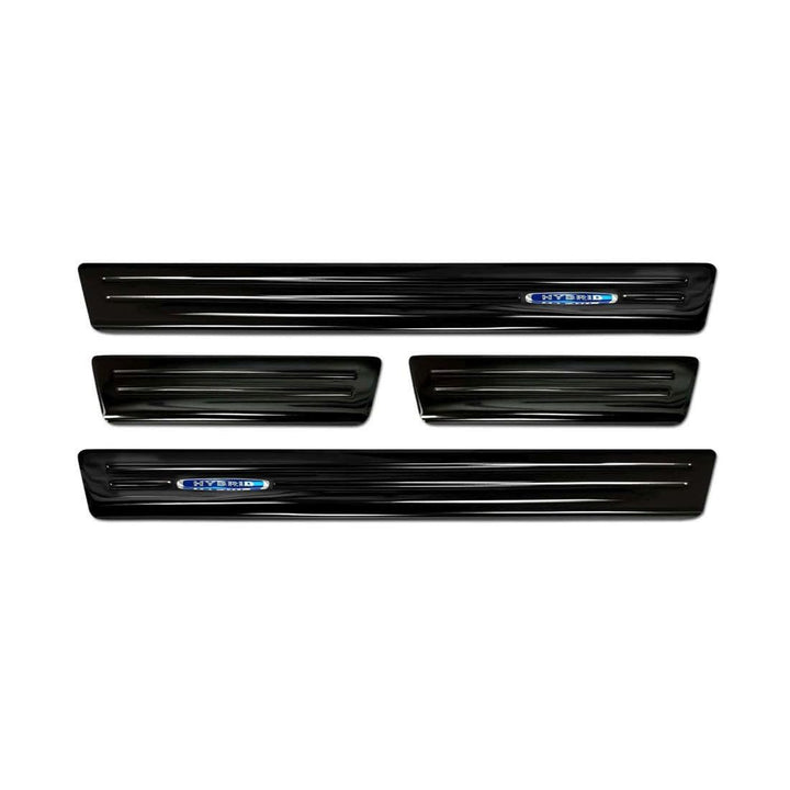 Black Inox door sill protectors compatible with Opel Grandland X 2017-2021 & Facelift 2021- 'Hybrid'