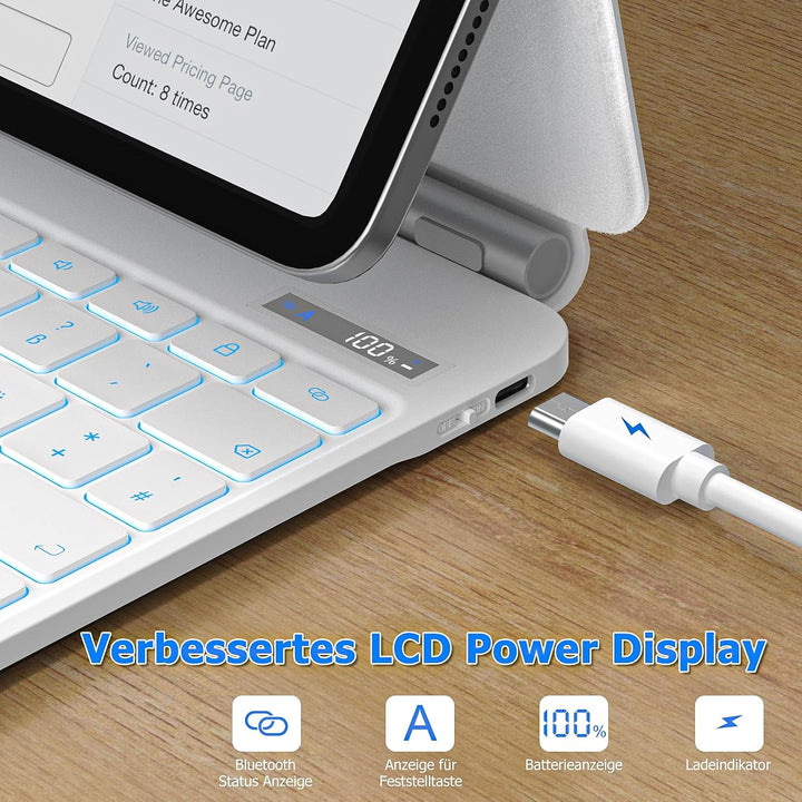 Bettdow für iPad Air 6.Gen 13" M2 2024/ iPad Pro 12.9" Tastatur Hülle, Schwebendes Magnetisches Desi