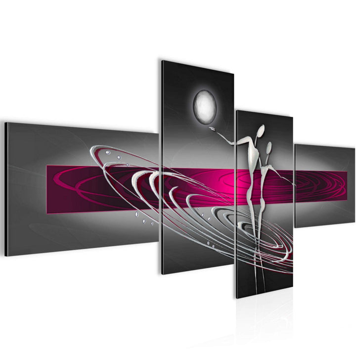 Runa Art Bild Modern Abstrakt Figuren - Made in Germany - Wandbilder Liebespaar Pink Grau 4 Teilig 3