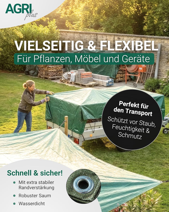 AGRI plus Gewebeplane mit Ösen I 4 x 6 m I Verschiedene Grössen I 250 g/m² Folienstärke I Stabile &amp;