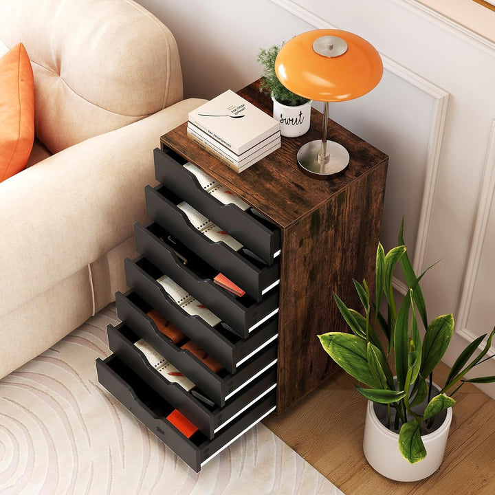 COSTWAY Rollcontainer mit 7 Schubladen, mobiler Aktenschrank mit Rädern, Bürocontainer Schubladensch