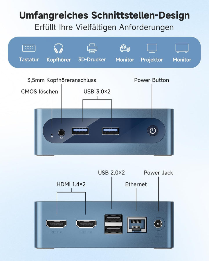 BMAX Mini PC Intel Celeron J3355 mit Win 11 Home, 6GB LPDDR3 + 128GB eMMC Mini Desktop Computer Micr