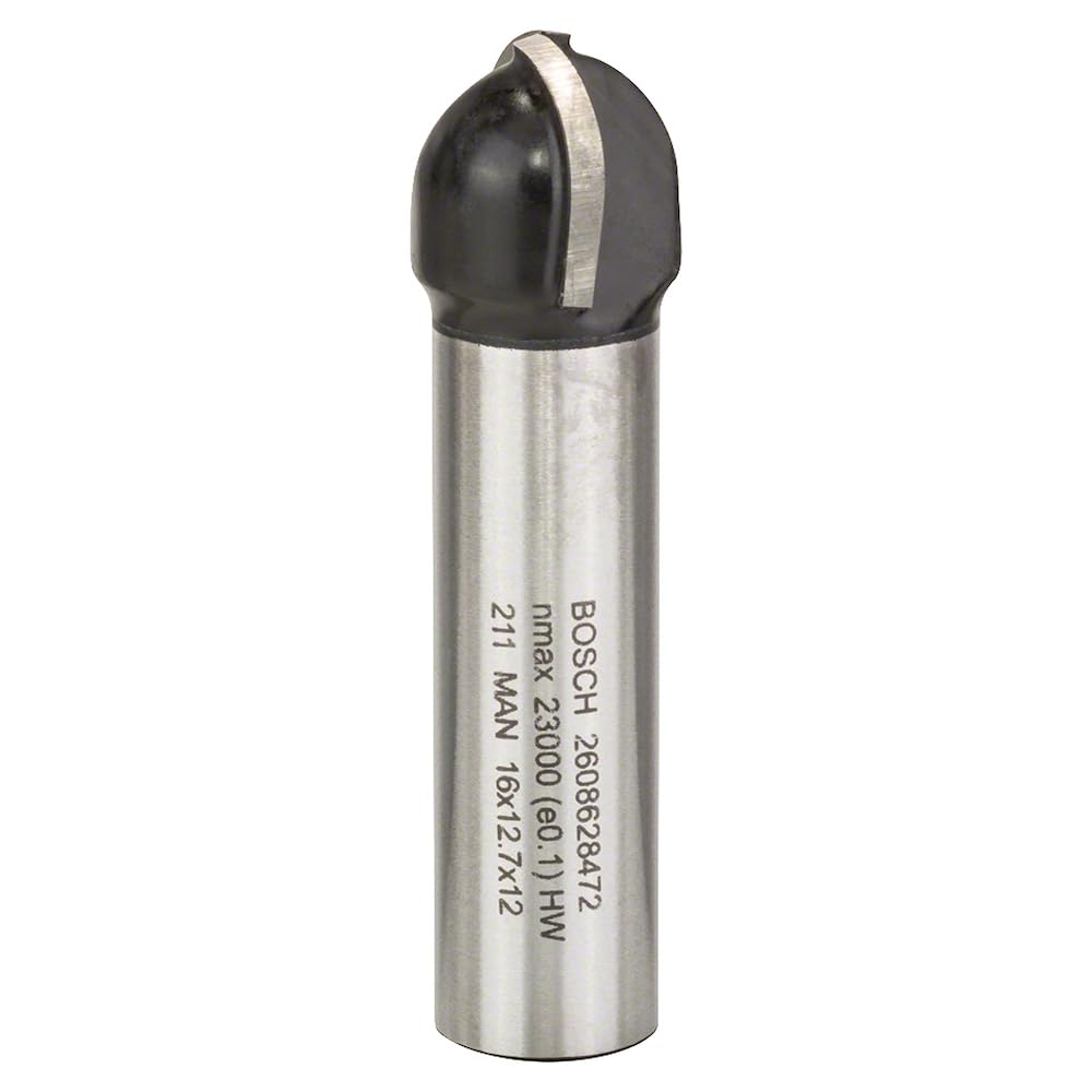 Bosch Professional Zubehör 2 608 628 472 Hohlkehlfräser 12 mm, R1 8 mm, D 16 mm, L 12,7 mm, G 54 mm