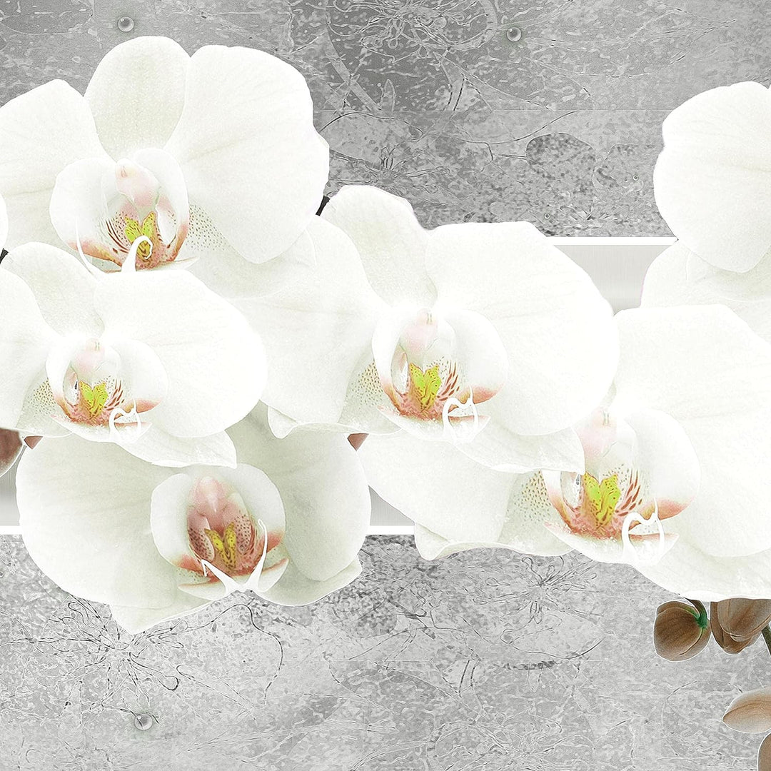 Runa Art - Bilder Blumen Orchidee 200 x 100 cm 5 Teilig XXL Wanddekoration Design Grau 203551c 200 x