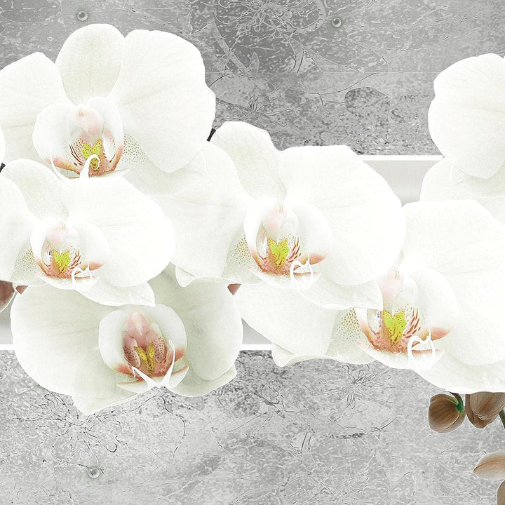 Runa Art - Bilder Blumen Orchidee 200 x 100 cm 5 Teilig XXL Wanddekoration Design Grau 203551c 200 x