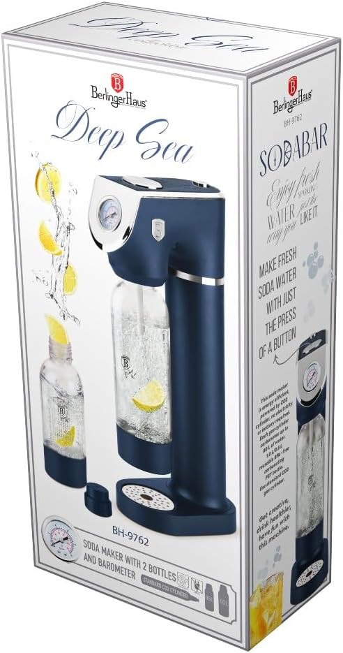 Berlinger Haus – SODABAR Wassersprudler + 2 Flaschen Deep Sea Collection – 2 l – blau