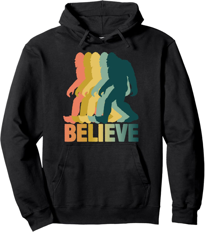 Bigfoot Believe Retro Pop Art Pullover Hoodie