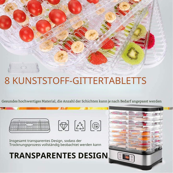 Nictemaw 400W Dörrautomat, Dörrgerät für Lebensmittel mit 8 Dörrebenen,Trockner für Fleisch, Obst&amp; G