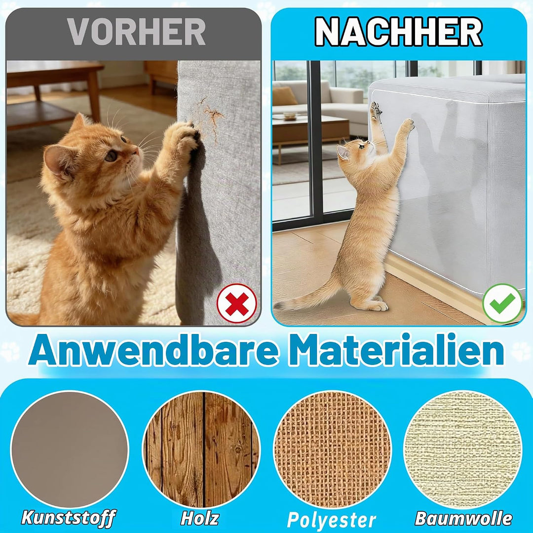 Kratzschutz Sofa Katze Transparent 5m x 42cm,Kratzfolie Katzen Selbstklebend,Flexibler Sofaschutz ge