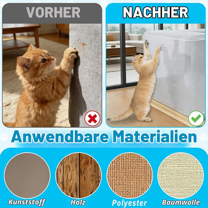 Kratzschutz Sofa Katze Transparent 5m x 42cm,Kratzfolie Katzen Selbstklebend,Flexibler Sofaschutz ge