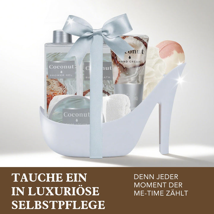 SPA LUXETIQUE Damen Bade Geschenkset - 8tlg Kokosnuss Duft Geburtstaggeschenk Wellness Set für Fraue