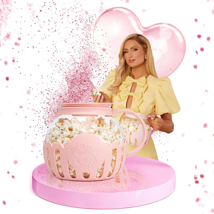 FACKELMANN Paris Hilton – Popcornmaker aus Borosilikatglas und Kunststoff – Perfekt für süsses & sal