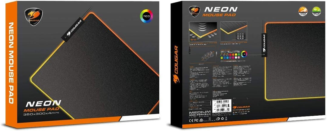 Cougar Neon RGB Gaming-Mauspad, Grösse M, glatt Medium Neonfarben, Medium Neonfarben