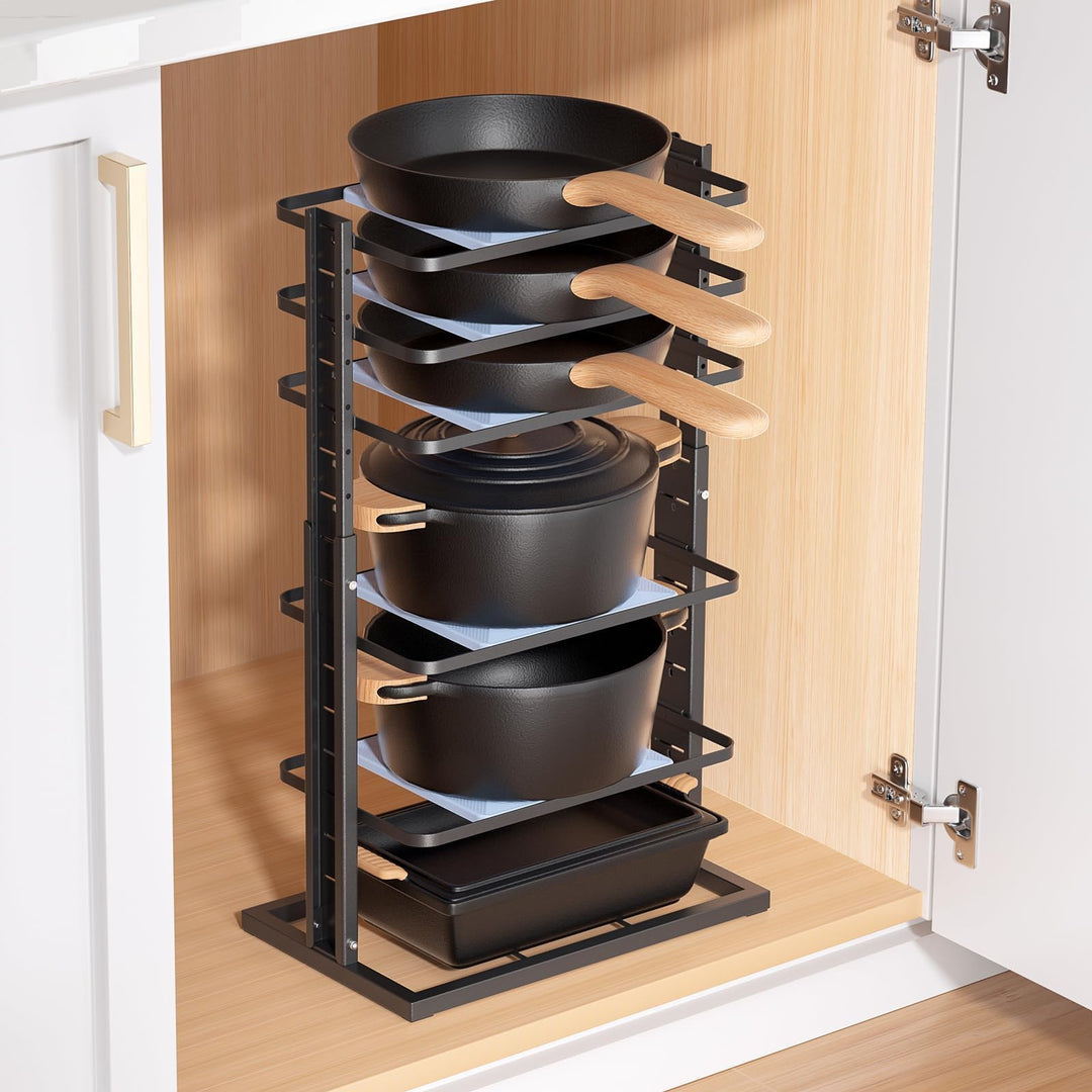 MUDEELA Topf- und Pfannen-Organizer für Unter Den Schrank, 6 Ebenen Pfannen Organizer, Verstellbar v