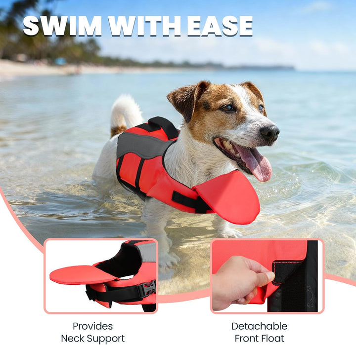 VIVAGLORY Front Float Schwimmweste Hund, Hundeschwimmweste für Bootfahren, Schwimmweste with Kopfstü
