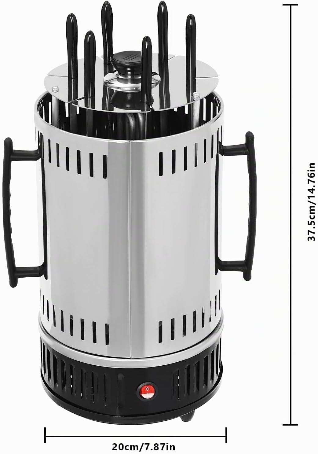 1000W Vertikaler Elektrogrill, Schaschlikgrill Tischgrill Dönergrill mit 6 Spiesse Kebab BBQ Elektri