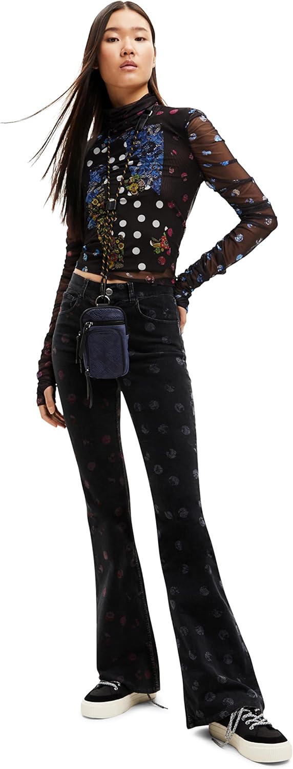 Desigual Damen T-Shirt Long Sleeve T-Shirt XS Schwarz, XS Schwarz