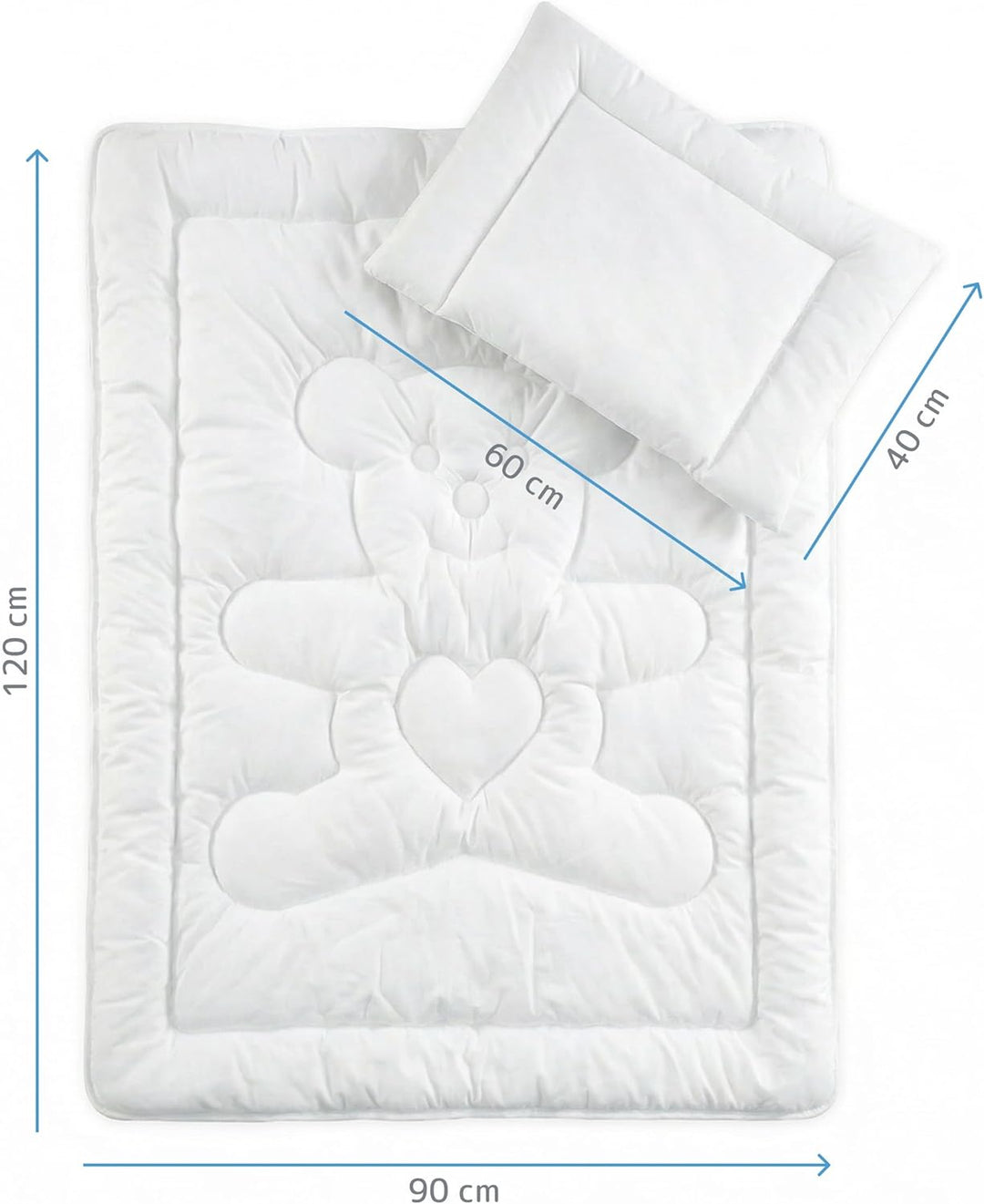 Baby Comfort Gesteppte Bettdecke und flaches Kissenfüllungs-Set, für alle Jahreszeiten, Kinderbett,