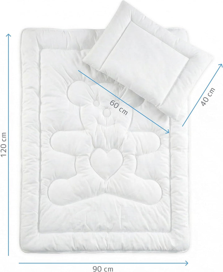Baby Comfort Gesteppte Bettdecke und flaches Kissenfüllungs-Set, für alle Jahreszeiten, Kinderbett,