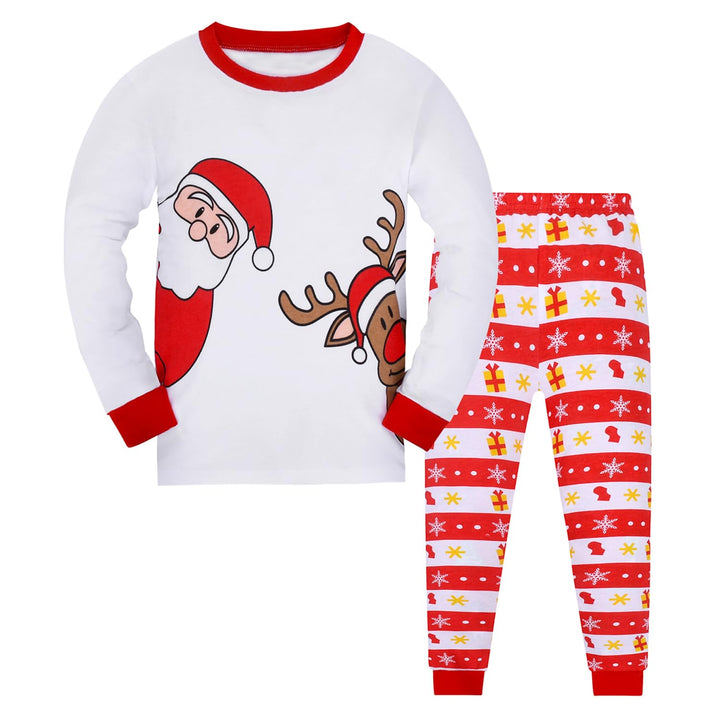 Weihnachts Schlafanzug Kinder Unisex Jungen Mädchen Weihnachten Nachtwäsche Langarm Baumwolle Christ