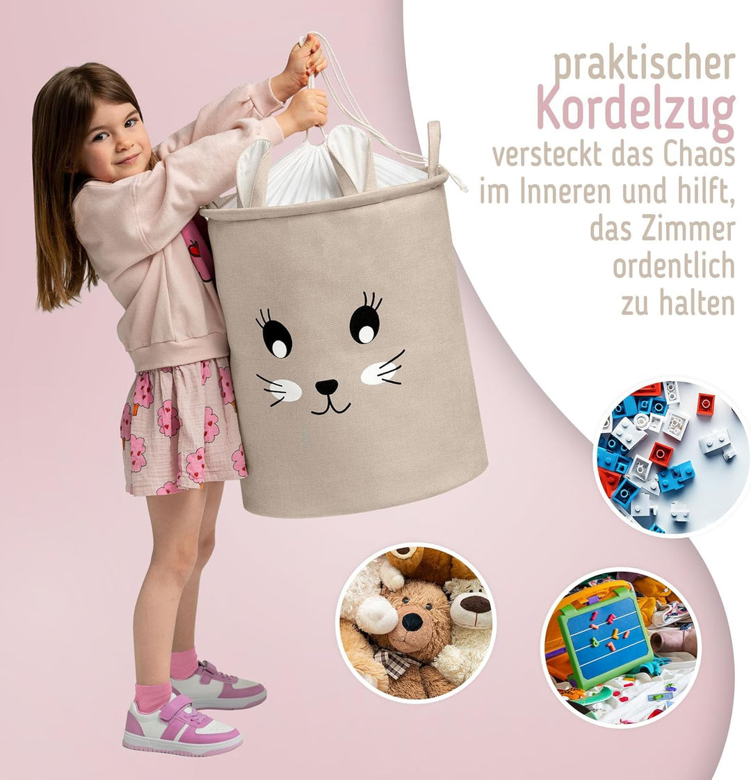 SIPO Spielzeugkorb Premium, XXL 63L, Rabbit, Faltbarer Spielzeug Organizer mit Kordelzug, Wasserdich