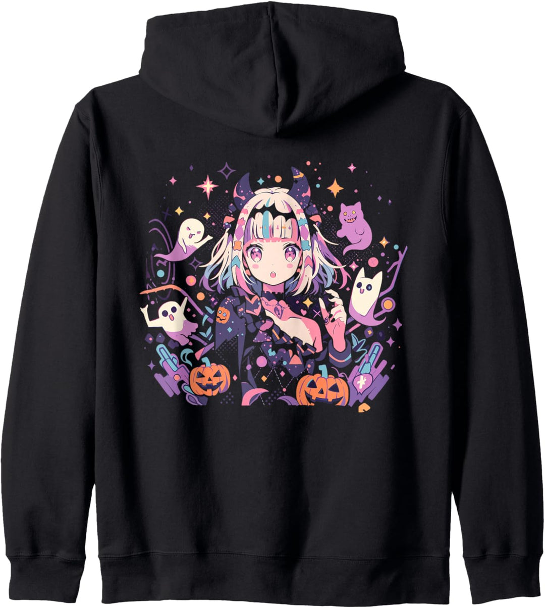 Anime Mädchen im Hexen Kostüm Manga Kapuzenjacke