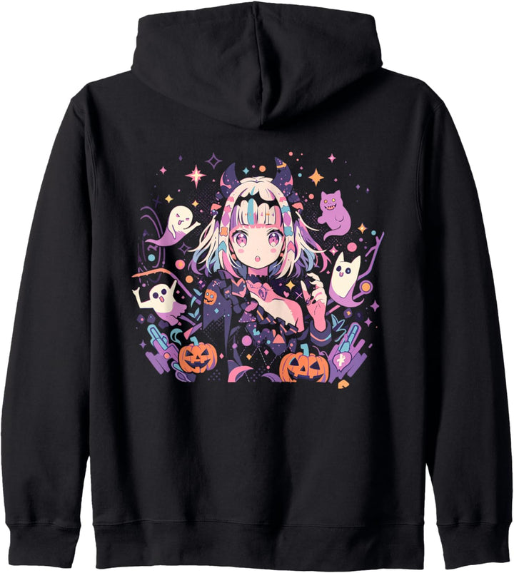Anime Mädchen im Hexen Kostüm Manga Kapuzenjacke
