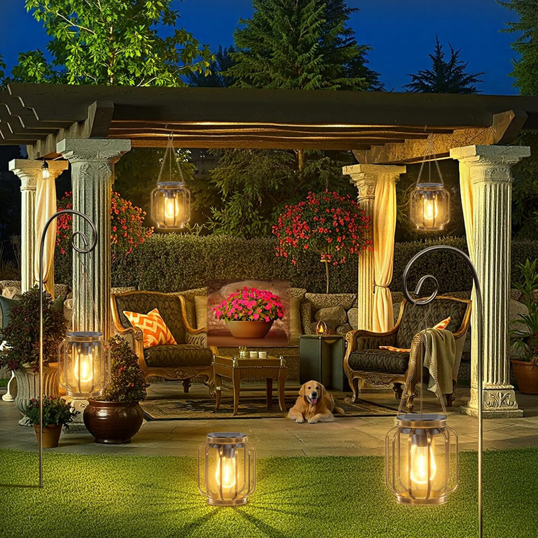 BUCASA Garten Solarlampen für Aussen Hängend, 2 Stück Solar Laternen für Draussen mit Grösser LED-Gl