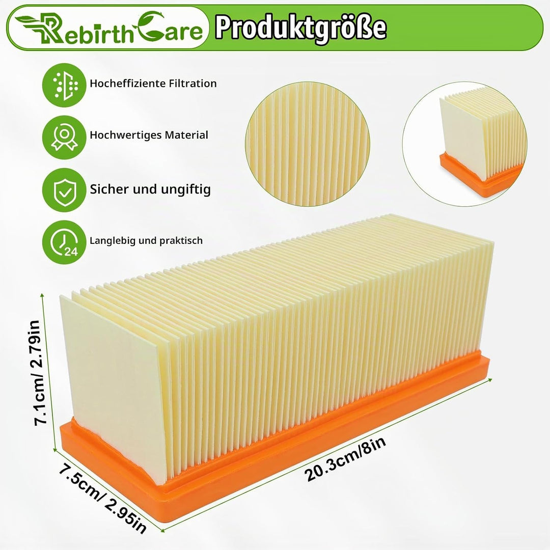 Rebirthcare 2 stück 6.414-498.0 filter für kärcher a 2701, a2731 pt, a 2801 plus, se 2001, se 3001,