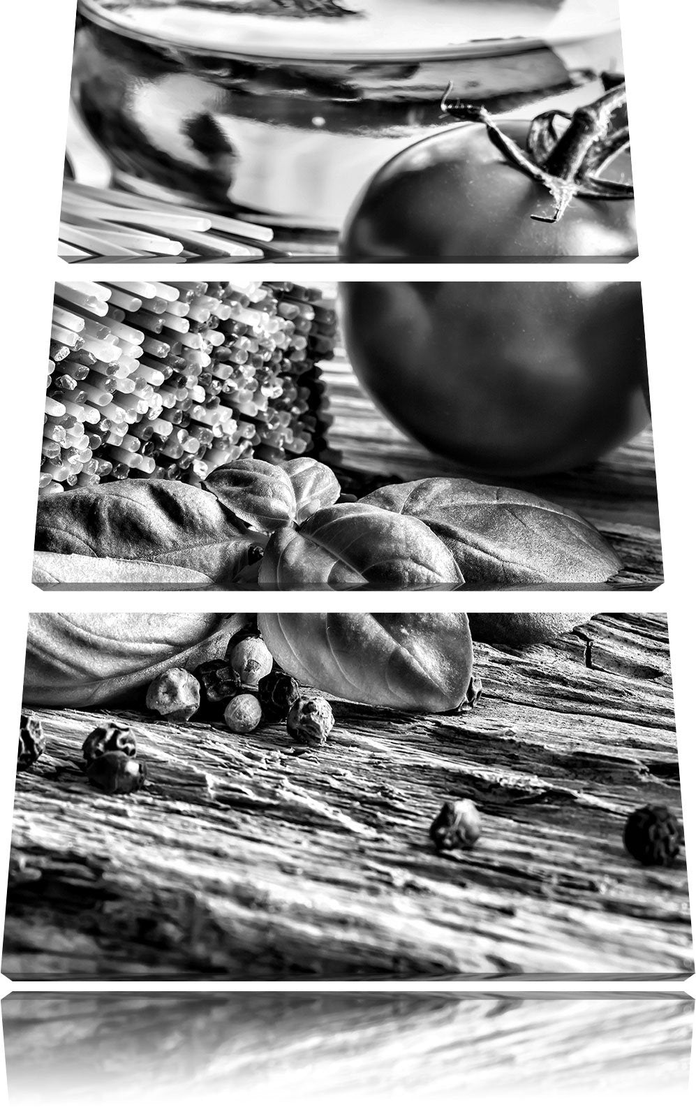 Pixxprint Spaghetti mit Tomaten und Parmesan als Leinwandbild/Grösse: 3 Teilig (120x80) / Wandbild/K