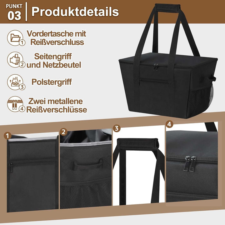 DSDCDJ Coolerbag – Kühltasche aus hochwertigem Polyestergewebe, Large Cool Bag with Hard Bottom, Por