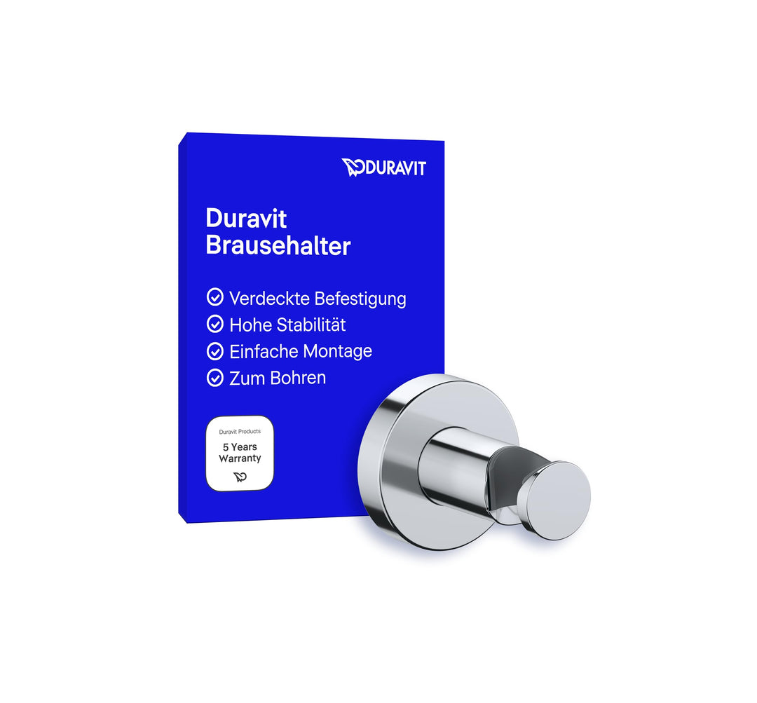 Duravit Universal Brausehalterung, Duschkopfhalterung für Handbrausen, Brausehalter rund, Chrom rund