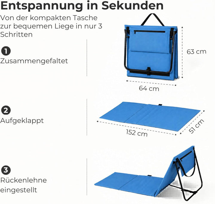 Intimo Living 2er Set Strandliege klappbar leicht – Bequeme Strandmatte mit Rückenlehne – Strandlieg