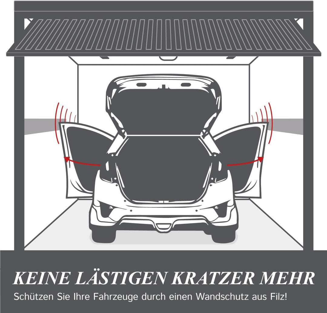 The Felt Store Garagen Wandschutz selbstklebend, 200x20 cm, Autotür Schutz aus Filz, 2m lang, 20 cm